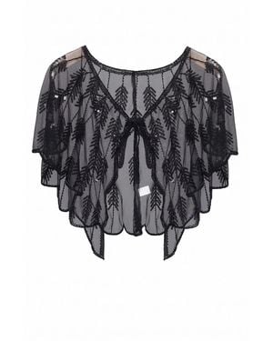 Saachi Mesh Sequin Capelet - Black
