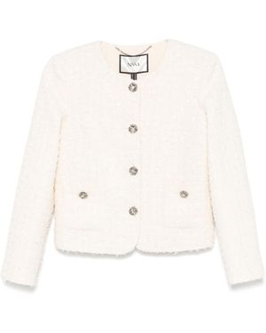 Nissa Neutrals Bouclé Suit Jacket - White