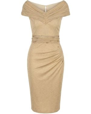 Luna Fashion House Neutrals Off-Shoulder Cocktail Dress, Iris - Natural