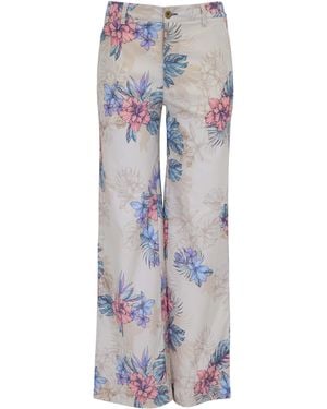 lords of harlech Neutrals Phillis Exotic Floral Neutral Wide-Leg Pant - Multicolour