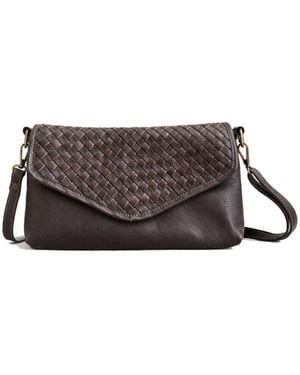 VIDA VIDA Dark Weave Leather Handbag - Brown