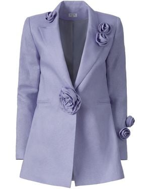Lita Couture Rosette Appliqué Blazer - Blue