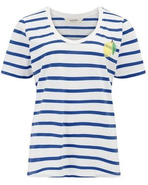 Sugarhill Sylvie Scoop Neck T-Shirt Off, Stripes & Lemon - Blue