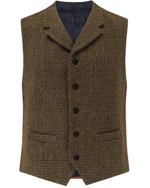 Guards London Sherwood Tweed Wool Waistcoat - Green