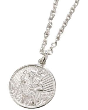 Posh Totty Designs Men's Sterling Silver St Christopher Necklace - White