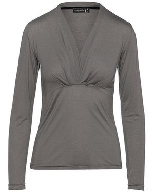 Conquista Dark Cashmere Blend Long Sleeve Faux Wrap Top - Grey