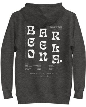 Anchor and Crew Heather Gustatory Barcelona Coffee Scene Cotton Blend Embroidered Hoodie - Grey