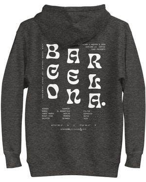 Anchor and Crew Charcoal Heather Gustatory Barcelona Coffee Scene Cotton Blend Embroidered Hoodie - Grey