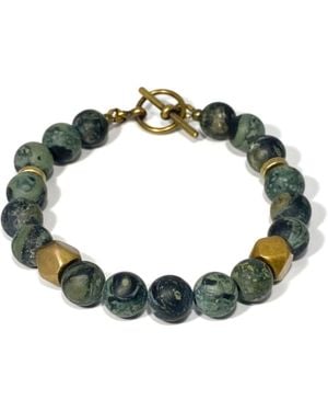 Rachel Nathan Narrow: Matte Kambaba Jasper Bracelet - Green