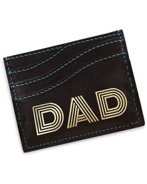VIDA VIDA Leather Wave Card Holder With Contrast Stitch - Black