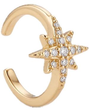 Elk & Bloom Solitaire Star 14K Huggie Hoop Ear Cuff - White