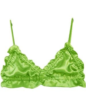 CREASE Silk Scalloped Triangle Bra - Green