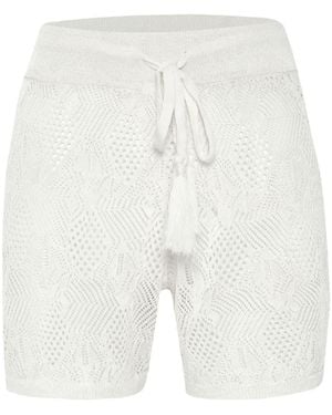 Peraluna Emma Shorts Lace Knitted Elastic Waist Knitwear Mini Shorts - White