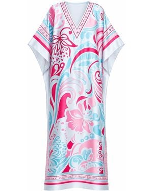 LOVEIST STORE Linda Silky Satin Kaftan Dress - Multicolor