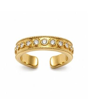 Aurozia Lotus Within Vermeil Starlight Dew Adjustable Open Ring - Metallic