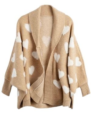 Saachi Heart Ribbed Knit Cardigan - Natural