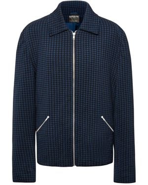 Seren London Houndstooth Knitted Jacket - Blue