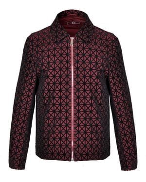 DAVID WEJ Kensington Luxury Velvet Jacquard Aviator Jacket - Purple