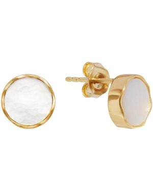 Jovonna London Eternal Mother Of Pearl Round Stud Earrings - Metallic