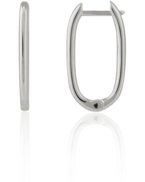 Spero London Oval Rectangular Sterling Hoop Earring - Metallic