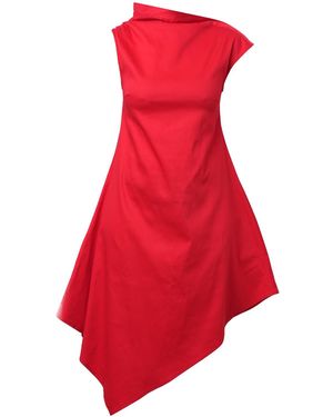 Metamorph Elegant Asymmetrical Dress - Red