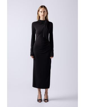Lendrop Studios Yuna Tie Neck Midi Dress - Black