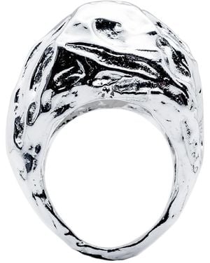 Mercela Voluminous Drop Cocktail Ring With Textured Sculptural Form – Statement Jewellery Gift For Her - Metallic
