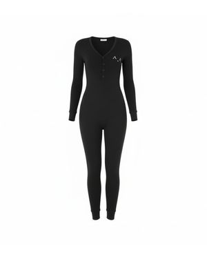 Altra Volta Sculpt-Rib Snap Jumpsuit - Black