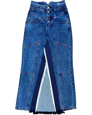 L2R THE LABEL High-Waist Denim Skirt - Blue