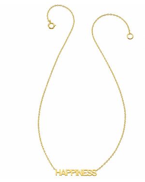 Heather Hawkins Jewelry Happiness Block Print Necklace - Metallic