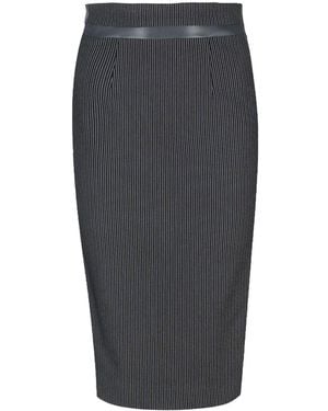 Conquista High Waisted Pencil Skirt With Leather Detail - Grey