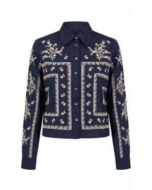 Nooki Design Sienna Embroidered Cropped Shirt - Blue