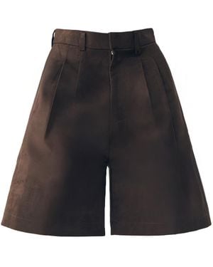 Ats the Label Jett Suede Bermuda Shorts Pants - Black