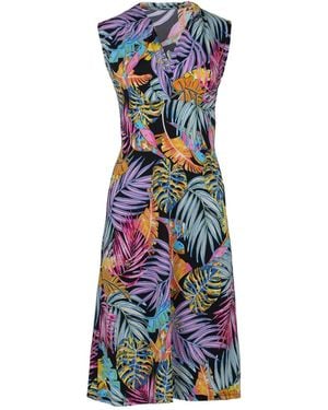 Conquista Print Jersey Empire Line Dress - Blue