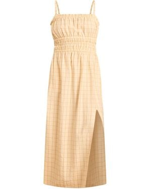 Known Supply Neutrals Tiered Chequered Dress - Natural