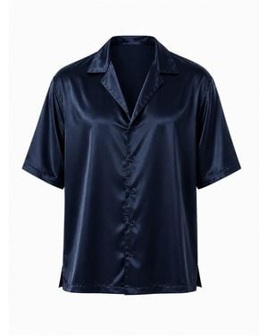Hustle Look Twice Satin-Shirt - Blue