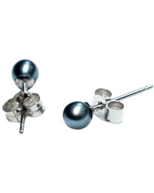 Oolo London Pearl Dotty Freshwater Peacock Pearl Studs - Blue