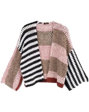 Saachi Crochet Granny Square Pattern Jacket - Brown