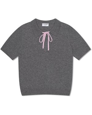 DU & BERRY Cashmere & Wool Polo T-Shirt - Gray