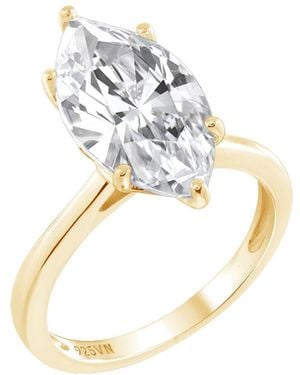Diamonbliss Ten Carats Marquise Cut Solitaire Cocktail Ring - Metallic
