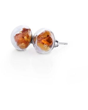 My Little Nature Amber Earrings With Natural Amber Stones - Multicolour