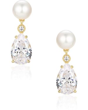 Santinni 'Highgrove' Freshwater Pearl & Crystal Drop Earrings - Metallic