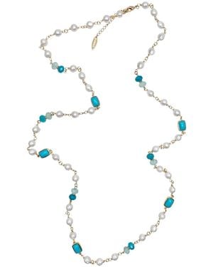 Farra Freshwater Pearls With Long Necklace - Metallic