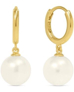 Esterah Pearl Huggie Hoops - Metallic