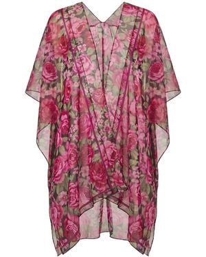 James Lakeland Rose Print Kaftan - Red