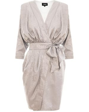 BLUZAT Shimmer Shirt Dress With Belt - Natural