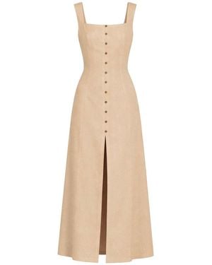 Curated Row Neutrals Alba Linen Blend Midi Dress - Natural