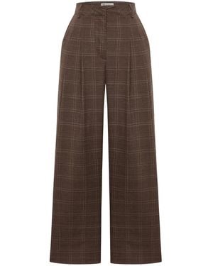 Thisisu Collection Romy Pleated Plaid Pants – - Brown