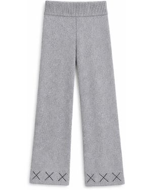 Ren Cordeza Hand Embroidered Birch Knit Trousers - Grey