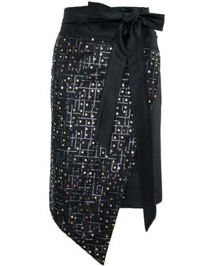concept A trois Asymmetrical Skirt With Sequins - Black